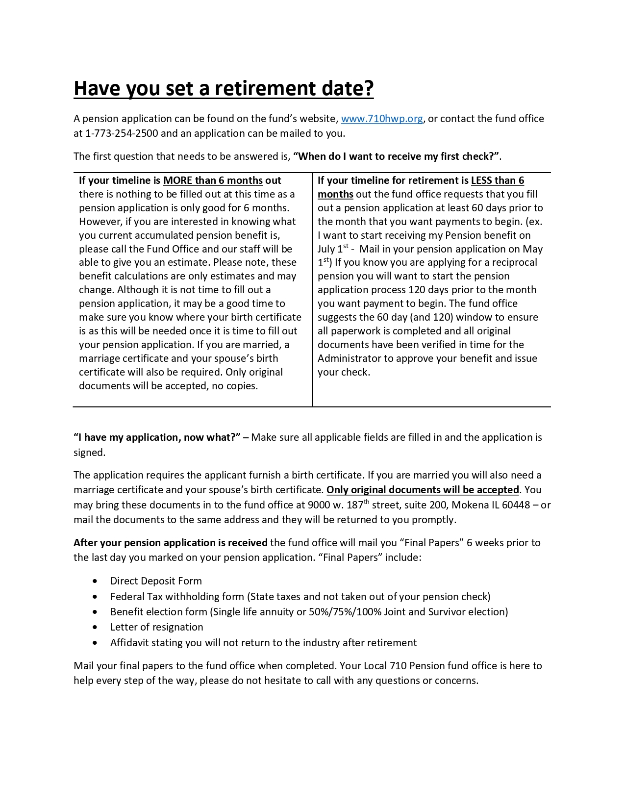 Pension Application Preview